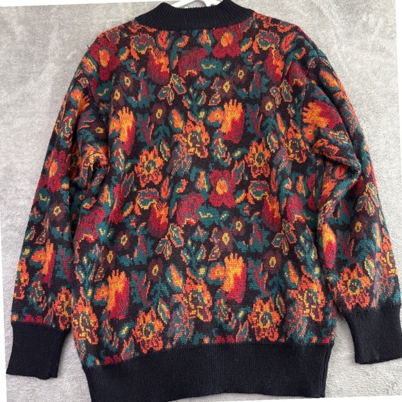 Vintage Doncaster Womens M Floral Knit Button Up Cardigan Sweater Colorful 80s‎ - Picture 4 of 9